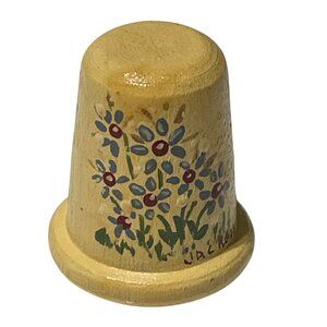 Hand-Painted Wooden Thimble With Floral Design By Jackson